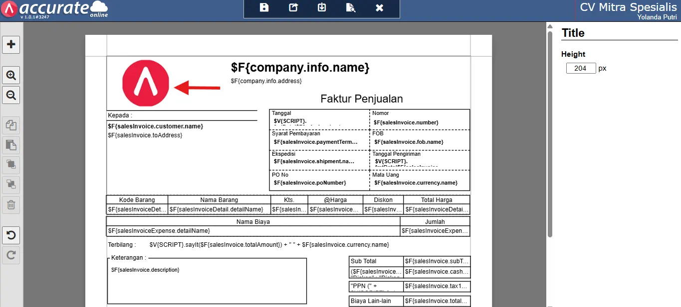 menambahkan logo di faktur penjualan